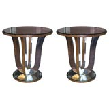 Pair of Mirrored Round End Tables