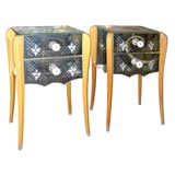 Pair of 1940's Etched Mirrored Commodes