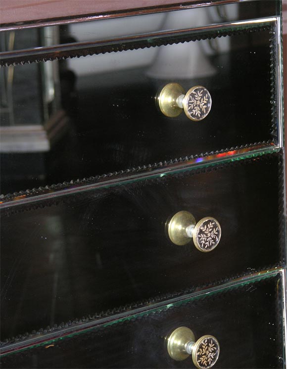 French Custom Mirrored Dresser With Gold Tone Wooden Legs