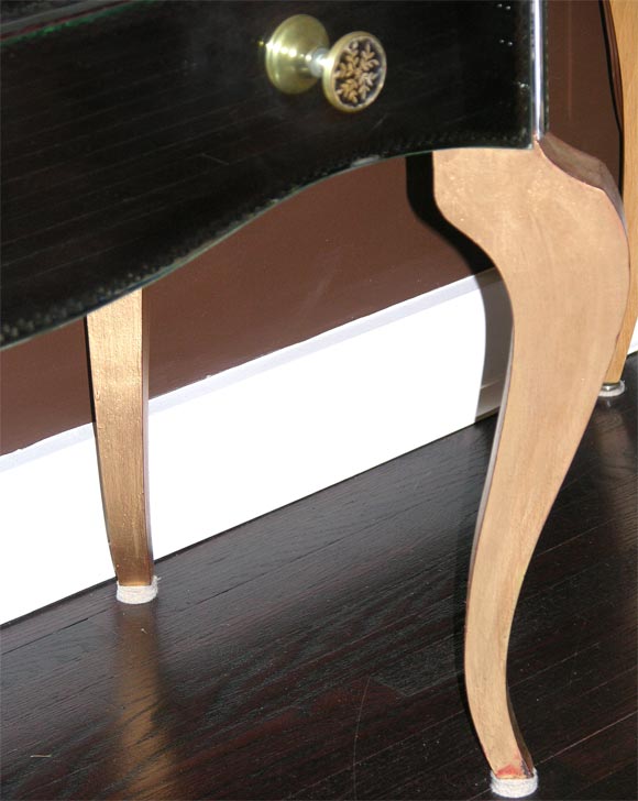 Mid-20th Century Custom Mirrored Dresser With Gold Tone Wooden Legs