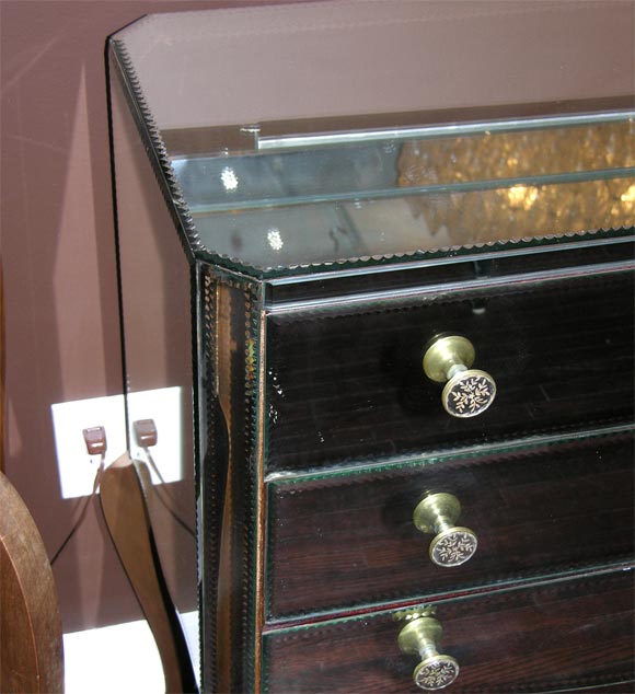 Custom Mirrored Dresser With Gold Tone Wooden Legs 2