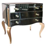 Vintage Custom Mirrored Dresser With Gold Tone Wooden Legs