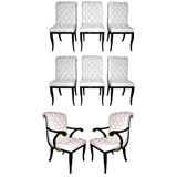 Set of 8 White Leather Regency Chairs