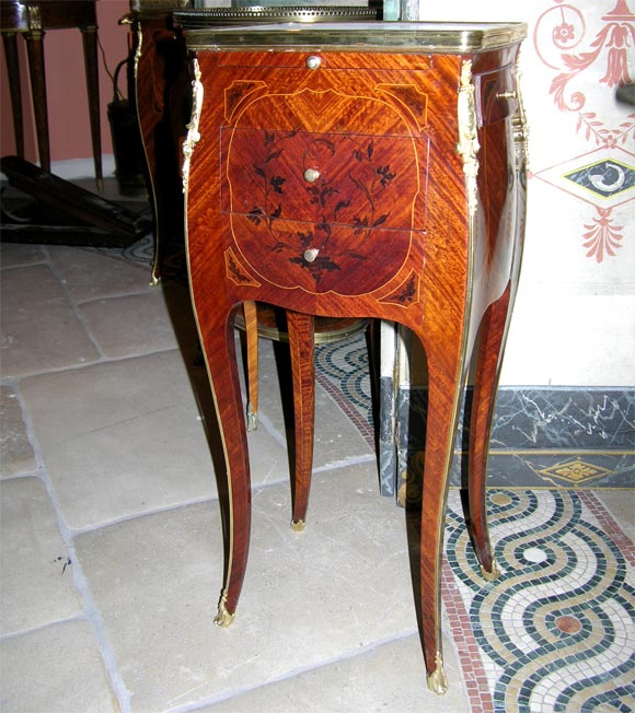 Pair of Louis XV Marble Top Petit Commodes By F. Durand