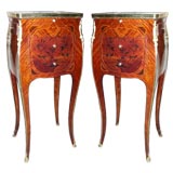 Pair of Louis XV Marble Top Petit Commodes By F. Durand