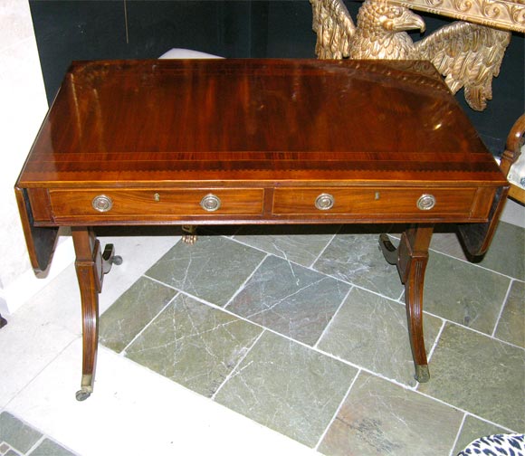 Regency Banded 2 Drawer Sofa Table, Poss Scottish