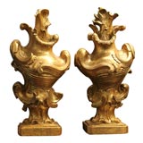 Rare Pair of Carved Finials