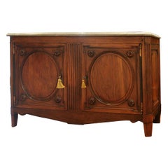 Period Louis XVI Lyonaise Fruitwood Buffet with Marble Top