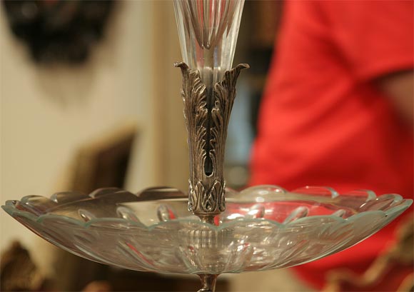 Magnificent Silver Plated Bronze, Crystal and Marble Epergne For Sale 2