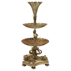 Magnificent Silver Plated Bronze, Crystal and Marble Epergne