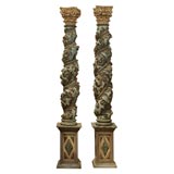 Pair of Carved "Salome" Columns on plinths