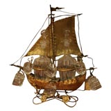 Antique Fun Gilt Brass "Sailboat" cave a liquor