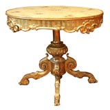 Italian Gilt Wood Round Table with Fabric Top