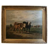 French 19th c. Painting of Cows