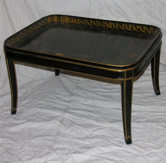 Antique Regency  Paper  Mache Tray on Stand