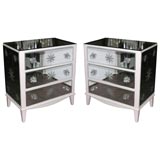 pair of French mirrored 4 drawer commodes