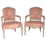 Exceptional Pair of 19th Century Louis XV Fauteuils