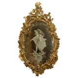 18th C. French Mirror w/Etched Glass