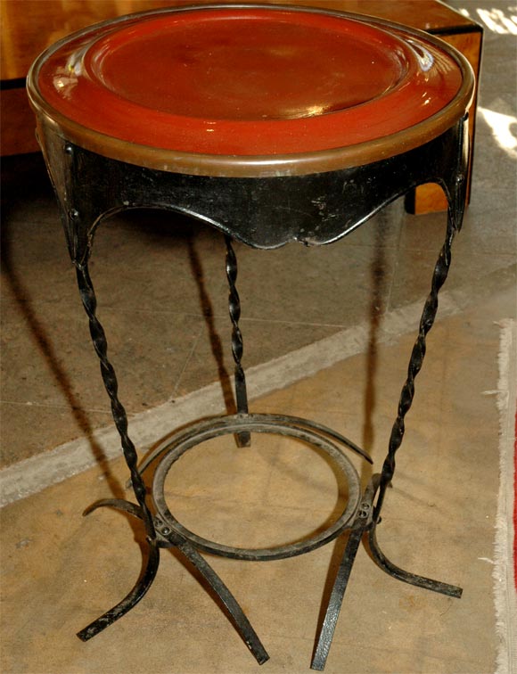 continental  iron warmer  tole top side table