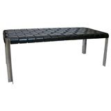 Chrome & Black Leather Bench by Laverne