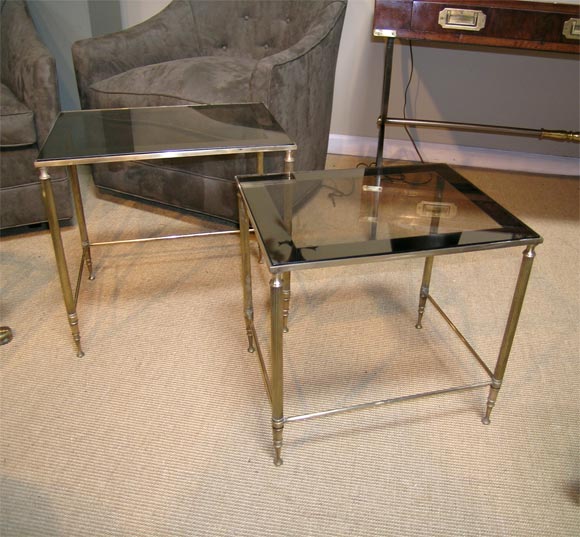 Set of Two Brass Nesting Tables