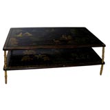 A lovely black lacquered chinoiserie low table by Jansen