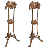 Pair of Bronze Tripod Pedestals