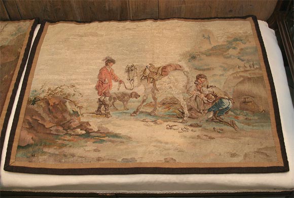 Pair 18th c. Aubusson Fragments