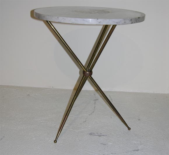 Marble and Brass Tripod Table