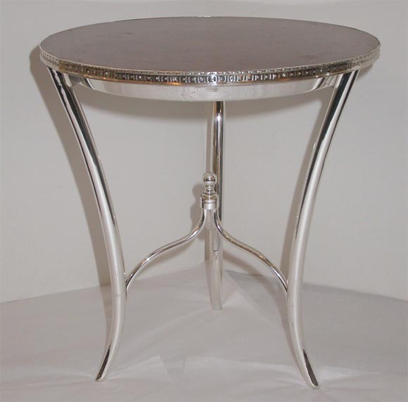 A Silverplate and Burled Wood Occasional Table