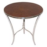 A Silverplate and Burled Wood Occasional Table