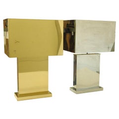 Harlequin Pair of 70
s Chrome / Brass Lamps by Curtis Jere