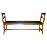 Walnut Bench with Leather Seat