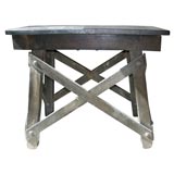 Tresle table with a stone top