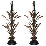 Pair of Gilt Wheat Lamps