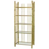 Gilded Bamboo Etagere with Glass Shelves