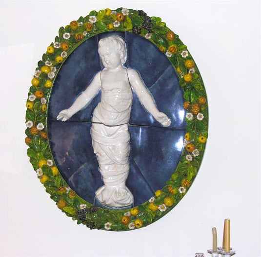 A Large  Italian  Mid-19th C. Polychromed Placque.