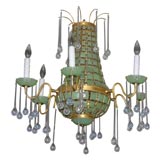 An Unusual Continental Green-Glass Chandelier