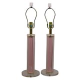 Pair of Pink Lucite Table Lamps