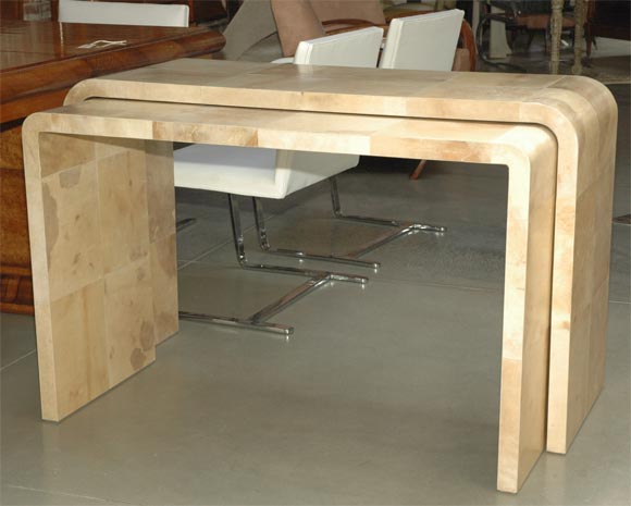 Set of Two Parchment Console Tables
