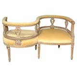 Antique Louis XVI Vis-a-Vis Love Seat