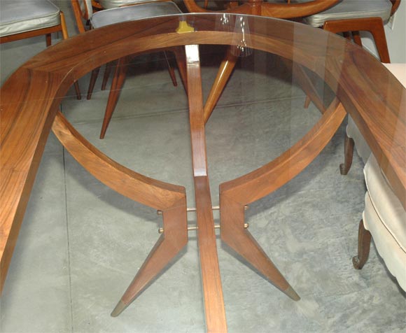 60 s Oval Dining Table with Glass Top at 1stdibs