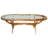 60's Oval Dining Table with Glass Top