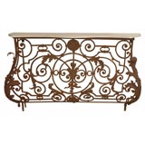 19th c. Iron Console w/Marble Top