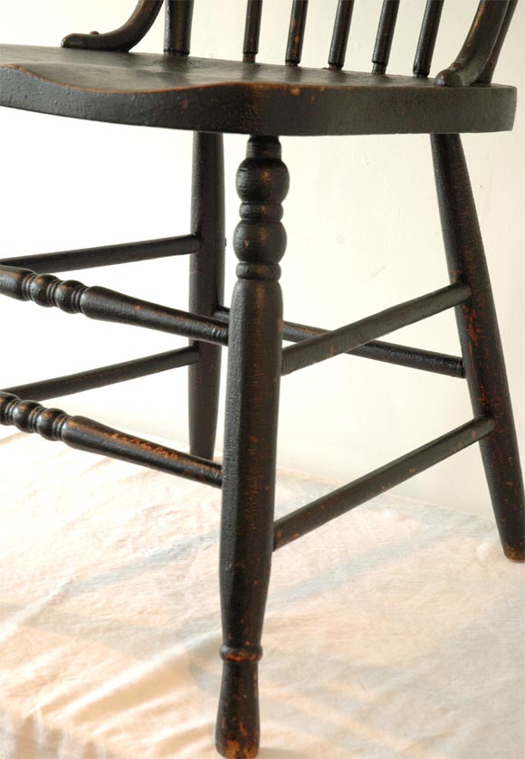 19THC ORIGINAL BLACK PAINTED PRESSED BACK CHAIRS/SET OF FOUR 1