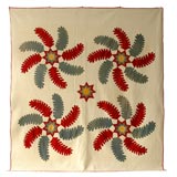 Antique 19THC FEATHERED STAR QUILT FROM PENNSYLVANIA