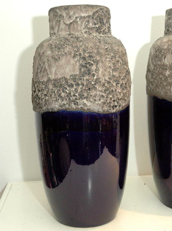 PAIR VOLCANIC POTTERY FLOOR VASES For Sale 1