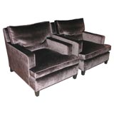 Pair of velvet club chairs