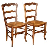 Set of Six Early 1900's French Ladderback Chairs