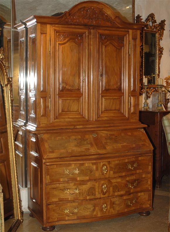Of the period Louis XIV Burled walnut Bibliotheque from Strasbourg.
(Also: Bookcase, secretary, secretaire, cabinet).